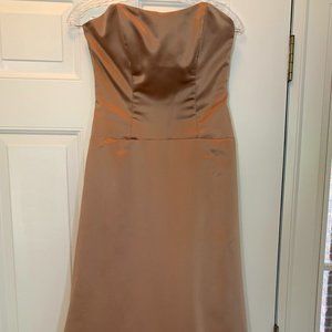 Mackenzie Michaels Taupe strapless gown, Size 4